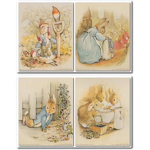 Impact Posters Gallery The Tale of Peter Rabbit Beatrix Potter Kids Room Four Set 8x10 Wall Decor Art Print Poster