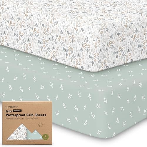 2-Pack Waterproof Baby Crib Sheets for Boys, Girls - Viscose Derived from Bamboo Toddler Bed Sheet Neutral, Fitted Crib Mattress Protector Cover for Baby Bedding, Soft & Gentle (Prairie)