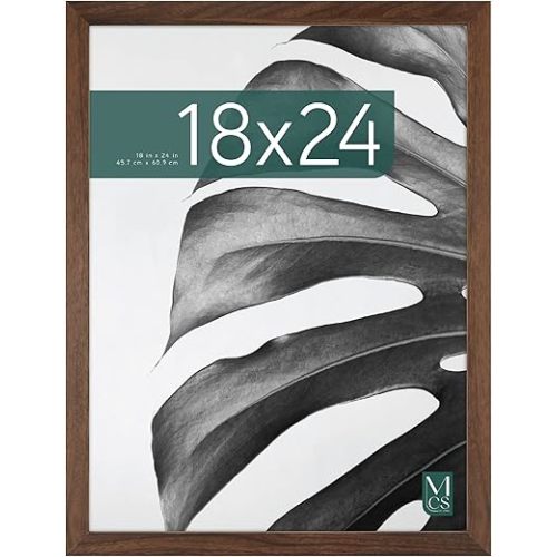 MCS Studio Gallery 18x24 Poster Frame Walnut Woodgrain, Vertical & Horizontal Wall Hanging Large Picture Frame for Photos, Posters & Art Prints (1-Pack)
