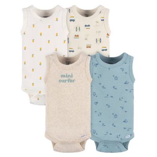 Gerber Baby Boys' Onesies Bodysuits - Surfer - 12 Months - 4-Pack