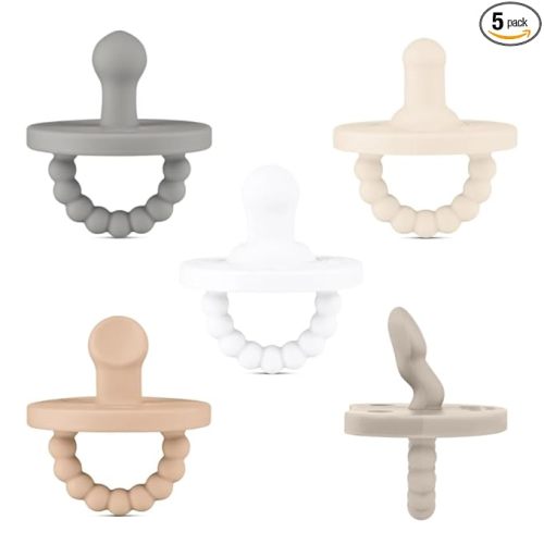 Ryan & Rose Cutie PAT Silicone Pacifier Teether (Starter Kit, Neutral)