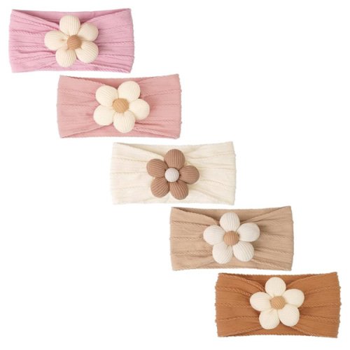 CÉLLOT 5 Pcs Baby Flower Headbands Baby Girls Nylon Headbands Soft Hairbands Hair Accessories for Newborn Infant Toddler Kids