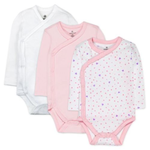 3-pack Organic Cotton Long Sleeve Side-snap Bodysuits Love Dot Newborn