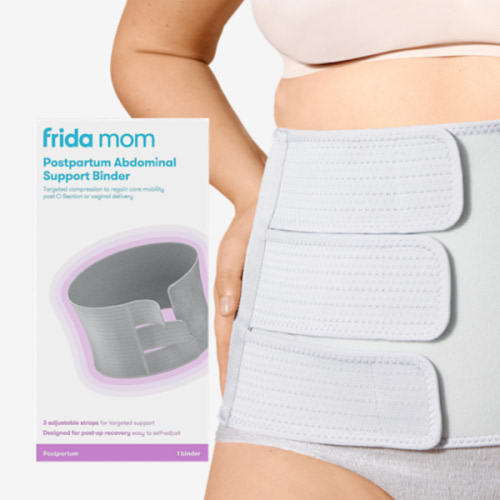 Frida Mom Belly Binder, Postpartum Essentials for Natural and C-Section Recovery, Adjustable Compression Wrap, After Birth Brace, Abdominal Band, 9" High