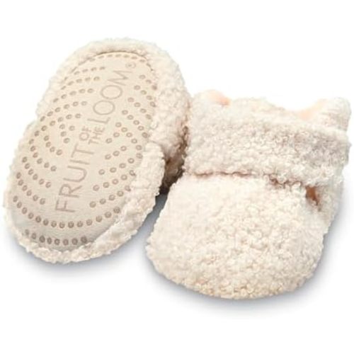 Fruit of the Loom Cozy Thermal Wrap Booties with Non-slip Grips for Baby Girls, Boys, Unisex -