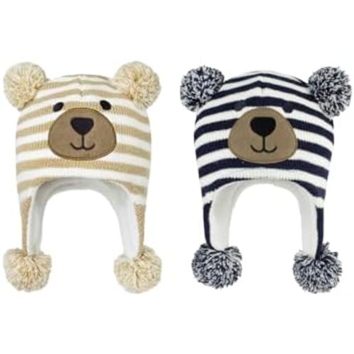 Century Star Baby Boy Hat Winter Fleece Lined Hat Knit Earflap Kids Caps Infant Toddler Hats for Baby Girls with Pom Pom