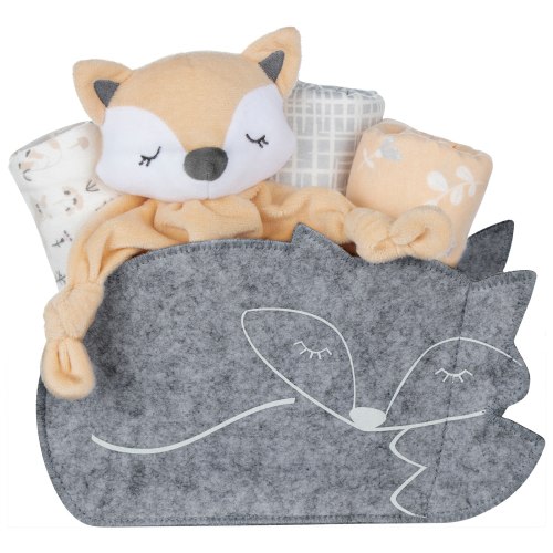 Trend Lab Welcome Baby Gift Set, 5 CT, Baby Fox, Baby Lion