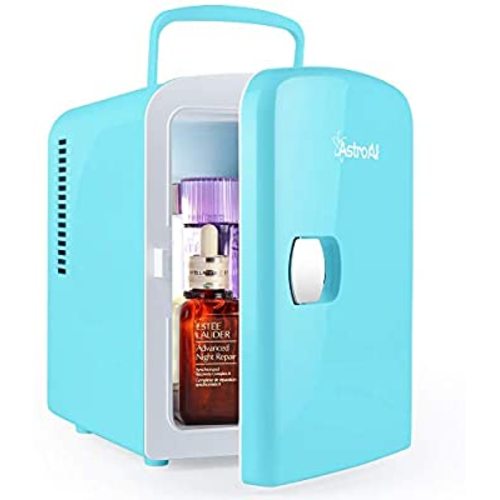 AstroAI Mini Fridge 4 Liter/6 Can AC/DC Portable Thermoelectric Cooler and Warmer for Skincare, Breast Milk, Foods, Medications, Bedroom and Travel, Teal - 3 # Teal