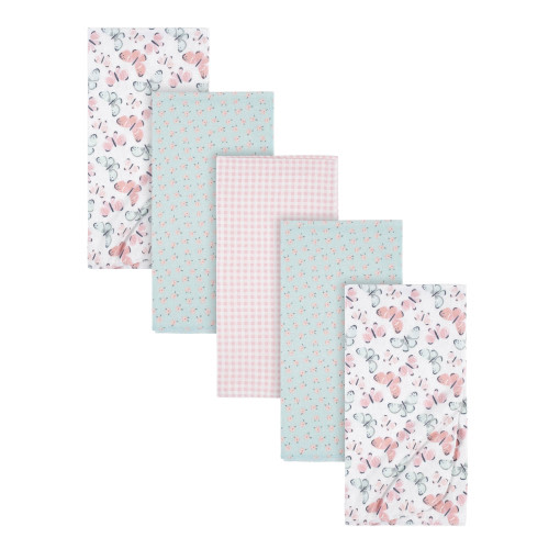Gerber Baby Girls 100% Cotton Flannel Receiving Blankets, 5-Pack