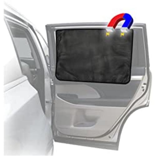 Car Side Window Sun Shade - Universal Reversible Magnetic Curtain for Baby and Kids with Sun Protection Block Damage from Direct Bright Sunlight, and Heat - 1 Piece of Black Mesh : Automotive