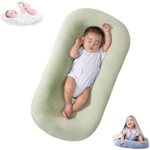 Baby Lounger for Newborn 0-24 Months, Soft Breathable Lounger Pillow for Infants (Green)