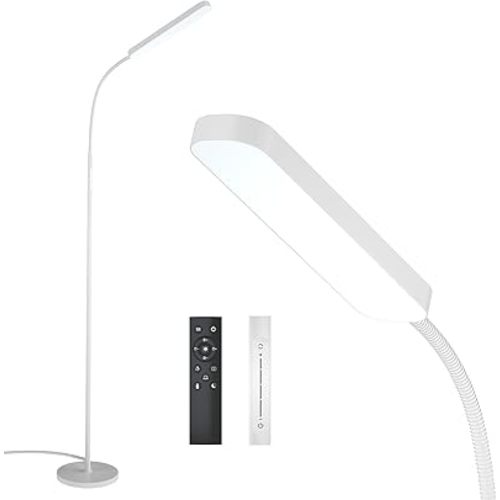 Floor Lamp, 15w/1000lm Bright LED Floor Lamp with Stepless Adjustable 3000K-6000K Colors and Dimmer, Remote and Touch Control Reading Lamp, Adjustable Gooseneck Floor Lamp for Living Room