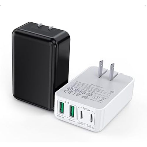 40W USB C Flat Charger Block, 2-Pack Fast Charge Cube Powered Multi-Port Wall Plug Power Adapter Type C Brick for iPhone 17/16/16 Pro 15/15 Pro Max/14/14 Pro Max/13/13 Pro Max, Motorola, Huawei