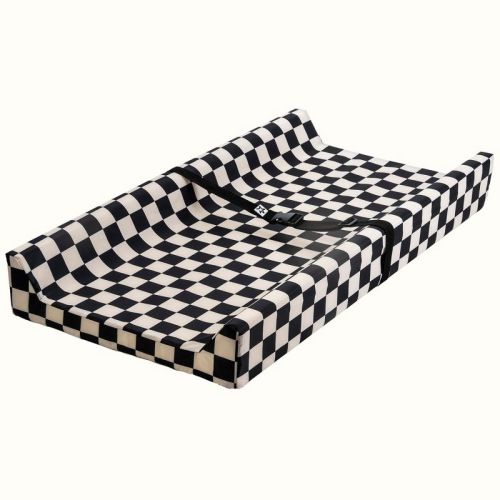 Tiny Twinkle Waterproof Changing Pad for Dresser – Wipeable, Non-Slip Base, Safety Strap & Washable Cover (Black Checkers)