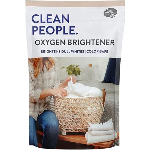 The Clean People Oxygen Brightener Stain Remover - Bleach Alternative, Simple Ingredients, Brightens Dull Whites AND Colors - Stain Remover for Laundry - 79 oz