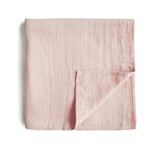 Organic Cotton Mushie Baby Muslin Swaddle Blanket (Rose)