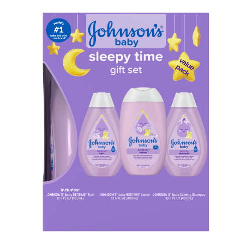 Johnson's Baby Sleepy Time Relaxing Bedtime Gift Set with Bath Lotion and Calming Shampoo