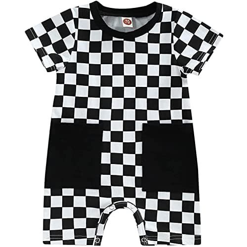 Baby Boy Neutral Checkerboard Oversized T Shirt Romper Shorts Jumpsuit Summer Outfit Trendy Clothes Cute Clothing