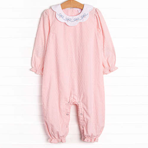 Ribbons and Roses Embroidered Romper, Pink – Stitchy Fish
