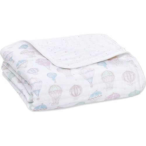 aden + anais 100% Organic Cotton Muslin Baby Blanket Crib Bedding for Newborn Baby and Toddler, Nursery Blanket for Boys and Girls, Baby Registry and Shower Gift - Above The Clouds