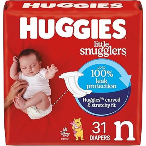 Huggies Size Newborn Diapers, Little Snugglers Baby Diapers, Size Newborn (up to 10 lbs), 31 Count, Packaging May Vary