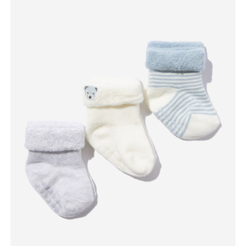 3Pk Terry Baby Socks