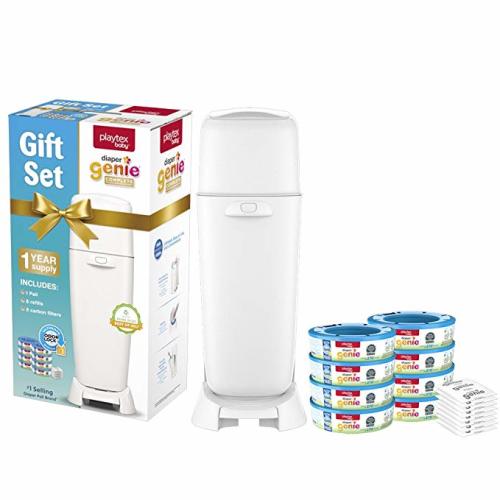 Playtex Diaper Genie Baby Registry Set, Includes 1 Diaper Genie Complete Diaper Pail, 8 Diaper Genie Refills and 8 Diaper Genie Carbon Filters for Odor Control - Diaper Genie Set