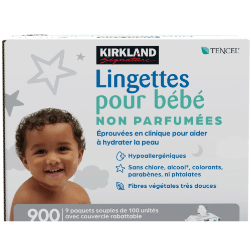 Kirkland Signature Lingettes pour Bébés, non parfumées, 9 paquets de 100