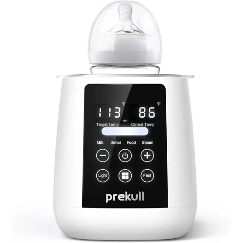 Bottle Warmer, prekull Fast Baby Bottle Warmer for Breastmilk, Formula with Accurate Temp Control, 48H Thermostat Baby Milk Warmer with Thaw, Night Light, Bottle Warmers for All Bottles