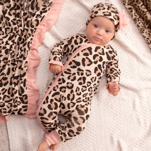 Tesa Babe Leopard Kimono Romper and Hat Set