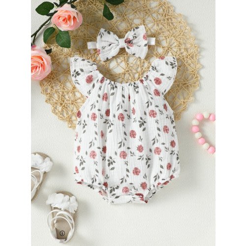 Baby Scoop Neck Bodysuit With Accessory Headband: 0-1 Month