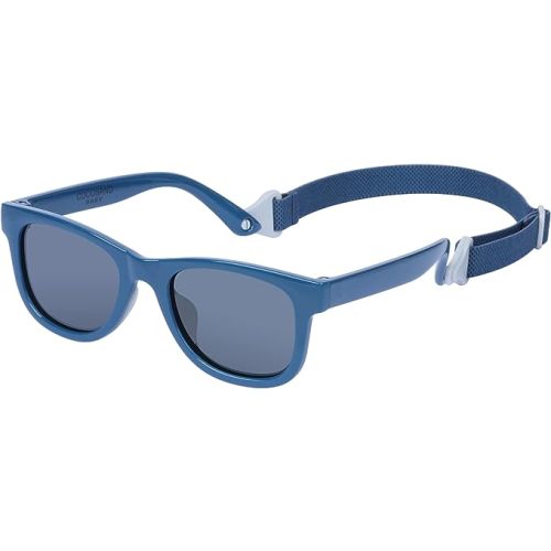 COCOSAND Baby Sunglasses with Strap Polarized Flexible Square UV400 for Infant Toddler Boys Girls Age 0-24 Months - TPE,Soft Silicone - Bright Blue