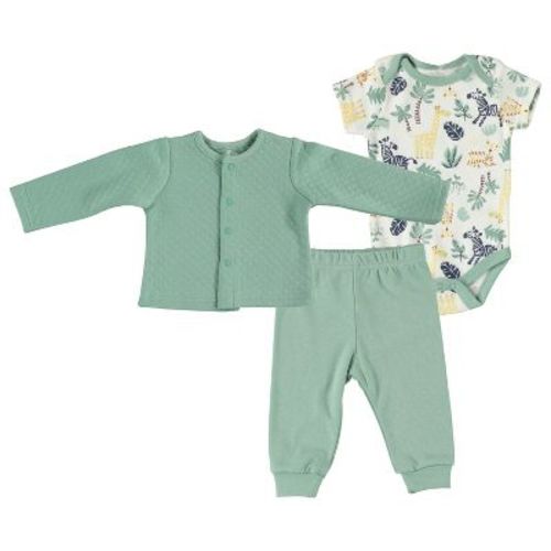 Chick Pea Baby Gender Neutral Clothes Layette Set Newborn Cardigan Baby Dress Up Quilted Green 0-3m