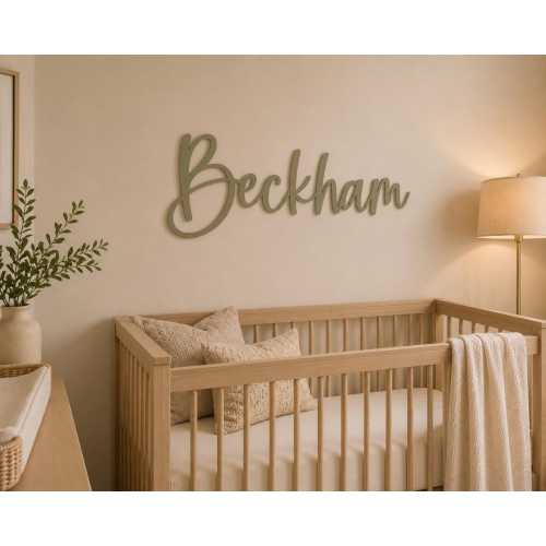 Personalized Wooden Nursery Name Sign | Custom Baby Name Wall Decor | Script Wood Name | Above Crib Decor | No Backing Name Only