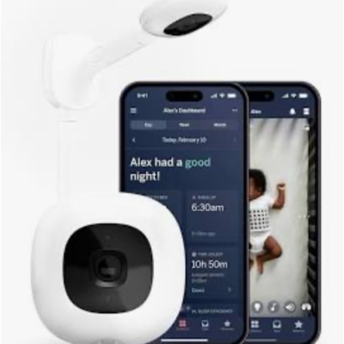 Nanit Pro Smart Baby Monitor & Wall Mount – 1080p Secure Wi-Fi Video Camera, Sensor-Free Sleep & Breathing Motion Tracker, 2-Way Audio, Sound & Motion Alerts, Night Vision, and Breathing Band - White
