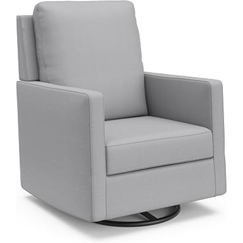 Storkcraft Calabasas Upholstered Nursery Swivel Glider (Fog) – GREENGUARD Gold Certified, CertiPUR-US Certified foam, pillow-based comfortable swivel glider