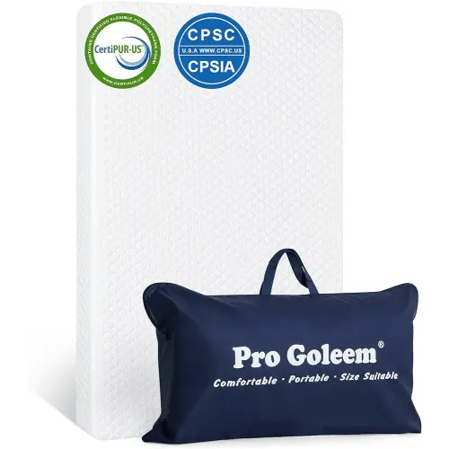 Pro Goleem Pack and Play Mattress (38"x26"), Waterproof Pack n Play Mattress Pad with Carry Bag, Soft Playard Mattress for Babies and Toddlers