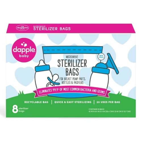 Amazon.com : Dapple Baby Bottle Microwave Sterilizer Bags, Reusable for Breast Pump Parts/Baby Bottle, 20 Uses Per Bag, Great for Travel/Office, 8 Ct - Pack of 1 : Baby