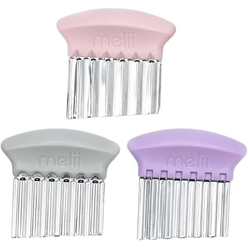 melii Stainless Steel Crinkle Cutters, 3 Pack Wavy Knives with Different Blades, Perfect for Cutting Vegetables, French Fries, Sandwiches, Fruits, Great Tool for Baby Led Weaning - Pink, Purple, Grey