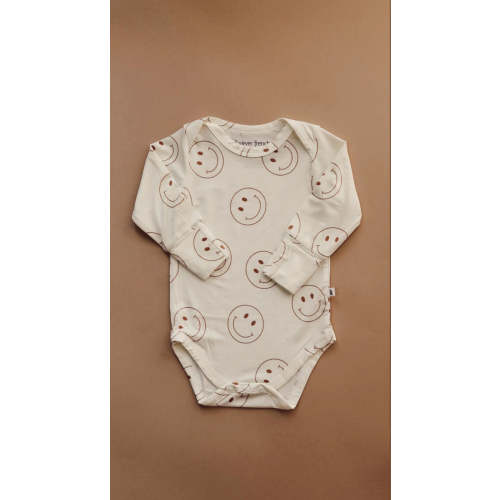 Just Smile Ivory | Bamboo Long Sleeve Snapsuit