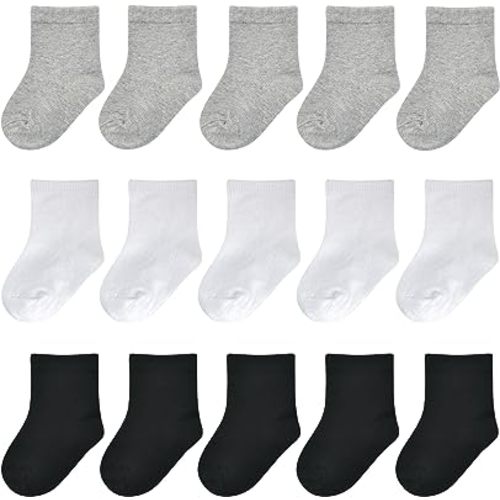 Baby Socks Infant White Crew Socks Newborn Dress Socks Baptism Christening Baby Girls Boys 0-3/3-6/6-12 months 15 Pack