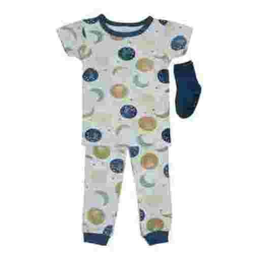 Milkberry Soft Bamboo Pajamas Infant Pajama Set Boys in Blue Moon and Stars Pattern - Size 12 Months