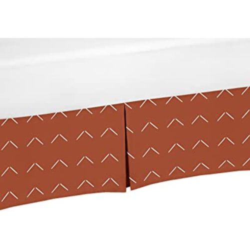 Sweet Jojo Designs Boho Arrow Boy Girl Baby Crib Bed Skirt Nursery Dust Ruffle - Ivory Burnt Orange Rust Off White Farmhouse Southwest Shabby Chic Designer Chevron Bohemian Diamond Tuft Collection