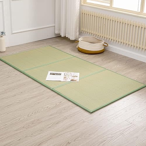 Tatami Mat (Twin 79" x 39" x 0.5"), Japanese Traditional Tatami Mattress, Natural Rush Grass Floor Tatami Futon Mattress for Sleeping, Sitting, Yoga, Relaxing (Twin)