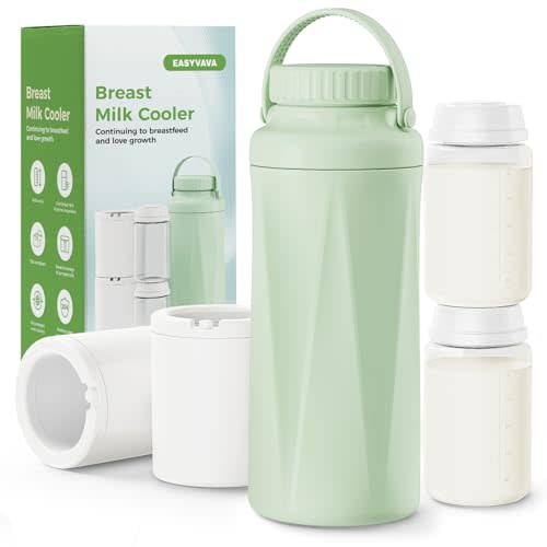 22oz Portable Breast Milk Cooler Bottle-Milk Cooler for Outdoor Travel, Keeps Fresh Cooling for 24+ Hours,Breastfeeding Essentials with 2pcs Bottle for Breastmilk Storage (Mint-Green)