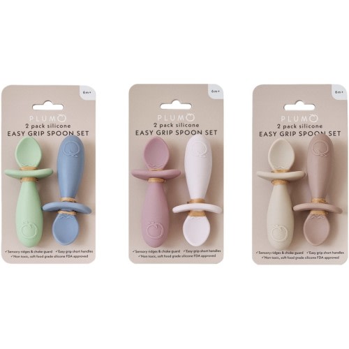 Plum Silicone 2 pack Easy Grip Spoons- Assorted*