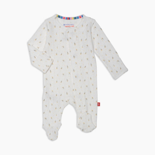 Magnetic Me Organic Cotton Footie - Floral Pointelle, Newborn