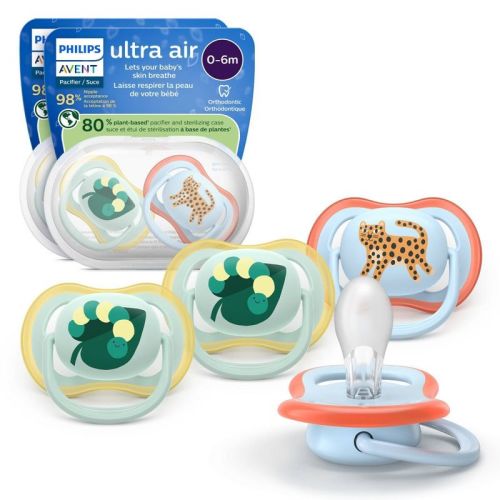 Philips Avent Ultra Soft Pacifiers 0-6m - Caterpillar/Leopard - 4pk
