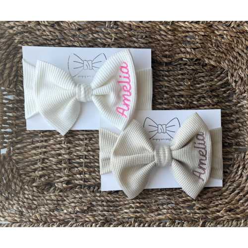Baby Bow Headwrap for Baby girl personalized with name, baby  coming home outfit, embroidered baby girl bow, custom baby announcement