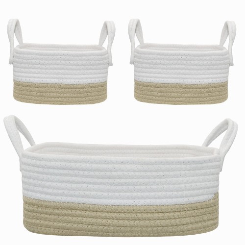 Living Textiles Cotton Rope Basket Natural 3 Piece | Storage | Baby Bunting AU